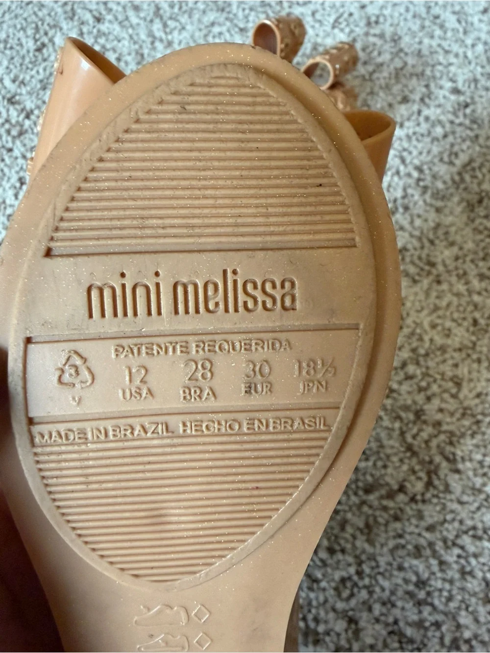 Mini Melissa Tan Ballet Flats with Embellished Bow